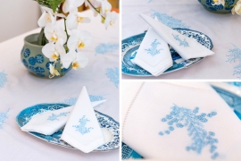 Table cloth - mimosa flower embroidery